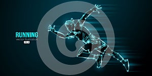 Abstract silhouette of a running athlete on black background. Runner man are running sprint or marathon. Vector