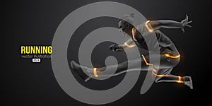 Abstract silhouette of a running athlete on black background. Runner man are running sprint or marathon. Vector