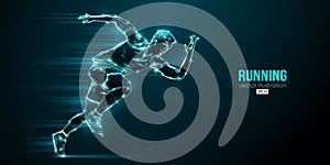 Abstract silhouette of a running athlete on black background. Runner man are running sprint or marathon. Vector