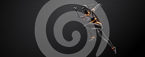 Abstract silhouette of a running athlete on black background. Runner woman are running sprint or marathon.