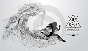 Abstract silhouette of a running athlete girl, woman on the white background. Athlete runs sprint and marathon. Vector