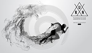 Abstract silhouette of a running athlete man on white background. Athlete runs sprint and marathon. Vector illustration