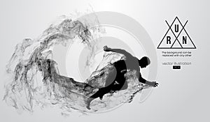 Abstract silhouette of a running athlete man on white background. Athlete runs sprint and marathon. Vector illustration