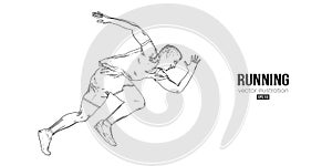 Abstract silhouette of a running athlete on white background. Runner man are running sprint or marathon. Vector