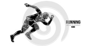 Abstract silhouette of a running athlete on white background. Runner man are running sprint or marathon. Vector