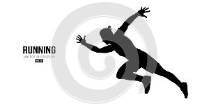 Abstract silhouette of a running athlete on white background. Runner man are running sprint or marathon. Vector