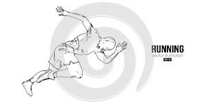 Abstract silhouette of a running athlete on white background. Runner man are running sprint or marathon. Vector