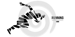 Abstract silhouette of a running athlete on white background. Runner man are running sprint or marathon. Vector