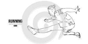 Abstract silhouette of a running athlete on white background. Runner man are running sprint or marathon. Vector