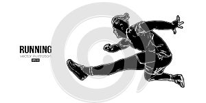 Abstract silhouette of a running athlete on white background. Runner man are running sprint or marathon. Vector