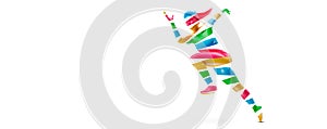 Abstract silhouette of a running athlete on white background. Runner woman are running sprint or marathon.