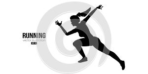 Abstract silhouette of a running athlete on white background. Runner woman are running sprint or marathon. Vector