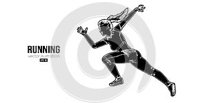 Abstract silhouette of a running athlete on white background. Runner woman are running sprint or marathon. Vector