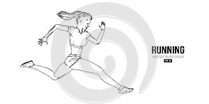 Abstract silhouette of a running athlete on white background. Runner woman are running sprint or marathon. Vector