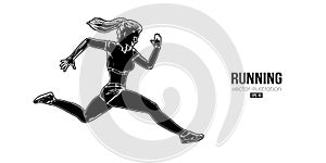 Abstract silhouette of a running athlete on white background. Runner woman are running sprint or marathon. Vector