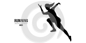 Abstract silhouette of a running athlete on white background. Runner woman are running sprint or marathon. Vector