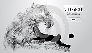 Abstract silhouette of a volleyball player man on white background from particles. Vector illustration