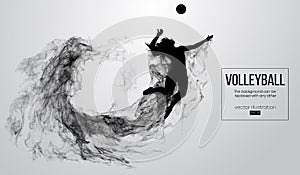 Abstract silhouette of a volleyball player woman on white background from particles. Vector illustration