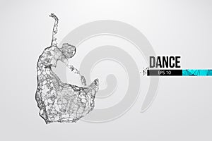 Abstract silhouette of a wireframe dancing woman. Dancer, girl, ballerina on the white background. Vector illustration