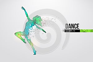 Abstract silhouette of a wireframe dancing woman. Dancer, girl, ballerina on the white background. Vector illustration