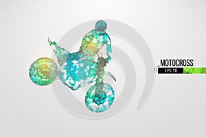 Abstract silhouette of a wireframe motocross rider. Convenient organization of eps file. Vector illustration