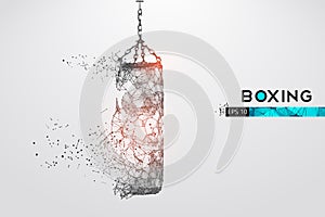 Abstract silhouette of a wireframe punching bag on the white background. Boxing sports equipment. Boxer is winner vector