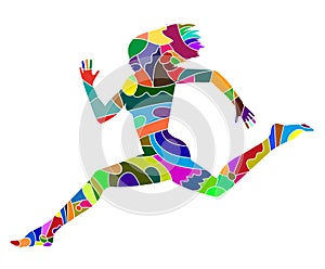Abstract silhouette of woman running