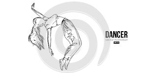 Abstract silhouette of a young hip-hop dancer, breake dancing woman isolated on white background. Vector illustration
