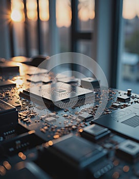 Abstract silicon background featuring a crystalline semiconductor structure