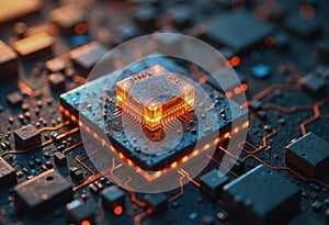 Abstract silicon background featuring a crystalline semiconductor structure