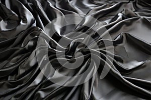 abstract silk cloth background with patterns soft waves, Black gray satin dark fabric texture luxurious shiny