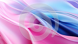 Abstract silk pink and blue waves background with colorful gradients and smooth texture. Wavy lines wallpaper