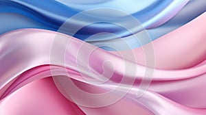 Abstract silk pink and blue waves background with colorful gradients and smooth texture. Wavy lines wallpaper