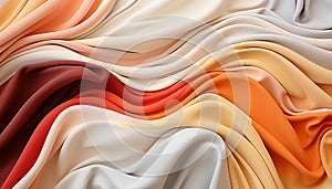 Abstract silk wave pattern in vibrant colors, elegant textile backdrop generated by AI