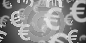 Abstract silver background with flying euros