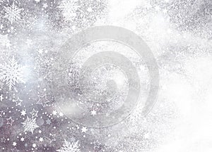 Abstract Silver Background  Winter with Snowflakes