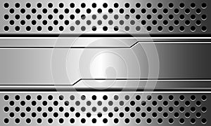 Abstract silver black line cyber banner on circle mesh pattern design modern luxury futuristic technology background vector