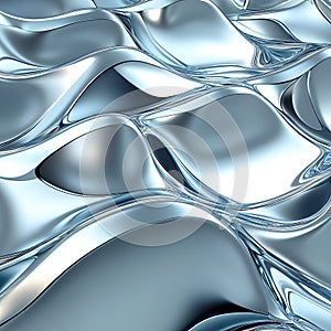 Abstract Silver Blue Metallic Wave Texture