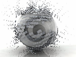 Abstract Silver Brushed Metal 3D Sphere