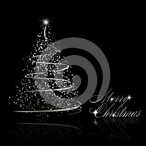 Abstract silver christmas tree on black background photo