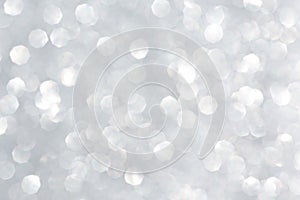 Abstract silver glitter background. Sparkle silver bokeh christmas background
