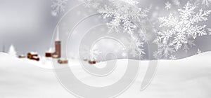 Abstract Silver Gray Background Panorama Winter Landscape with F