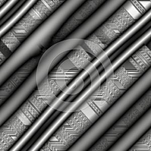 Abstract silver and grey fabric bolts background