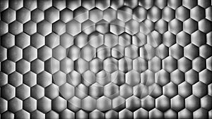 Abstract silver hexagon background with metal texture. Polygonal surface