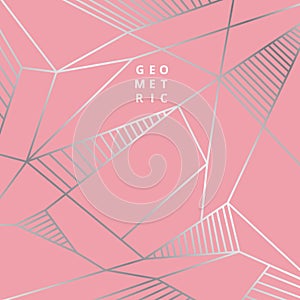 Abstract silver line geometric on pink background luxury style