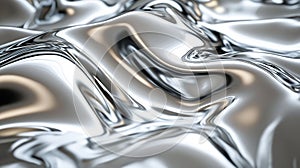Abstract silver liquid metal texture with wavy, reflective surface