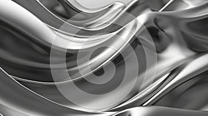 Abstract Silver Metallic Waves, Generative AI