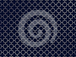 Abstract silver moroccan pattern on blue background