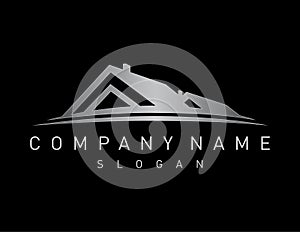 Abstract silver roof logo design