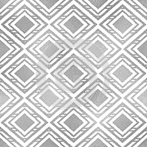 Abstract silver seamless pattern. Repeated elegant ethnic background. Repeating beautiful silver texture with foil effect. Modern